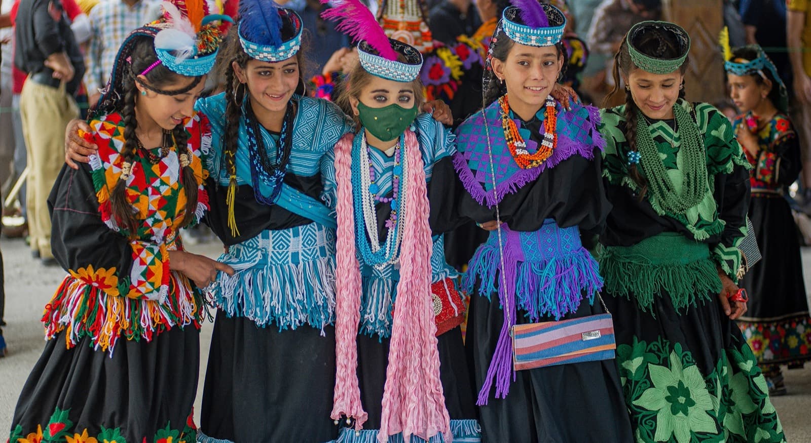 Kalash women in traditional dress during a valley festival